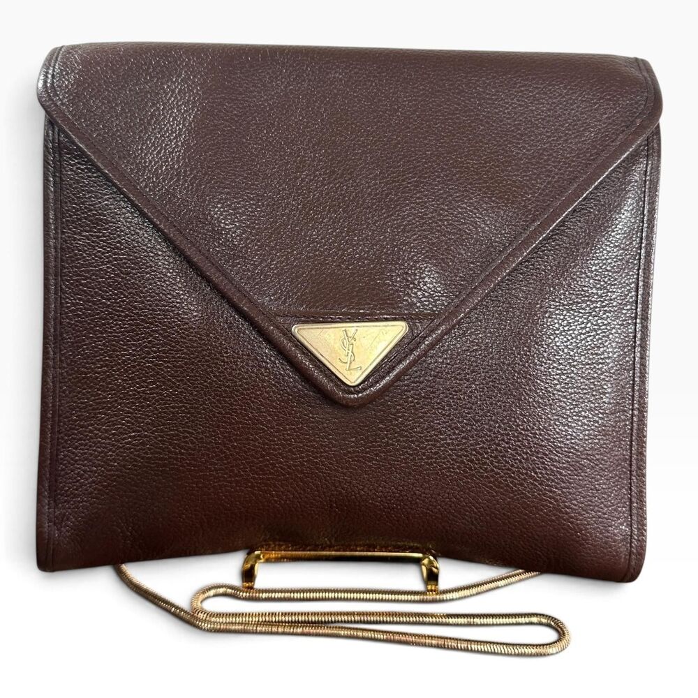 Yves Saint Laurent Vintage Shoulder Bag Small Brown Leather YSL